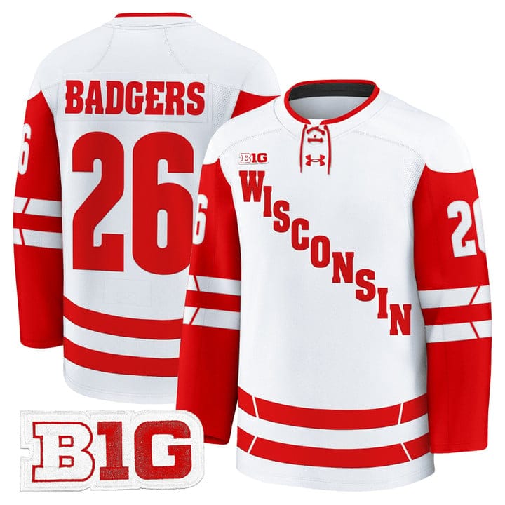 Alternative view of Badgers Jersey #26 Wisconsin Badgers 2025-26 Premium Stitched