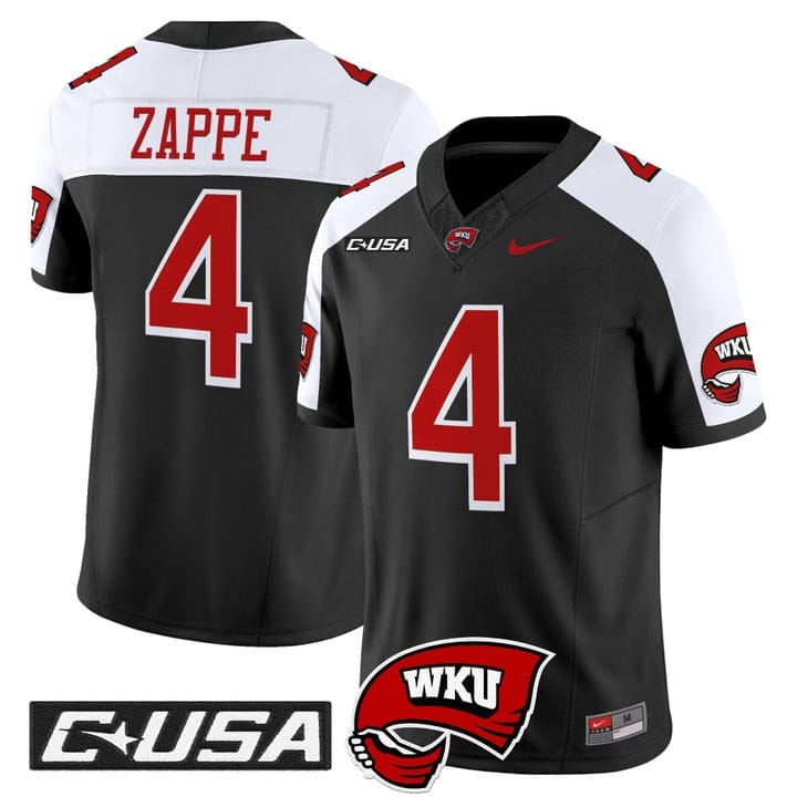 Bailey Zappe Jersey #4 Western Kentucky Hilltoppers 2025 Stitched - Image 3