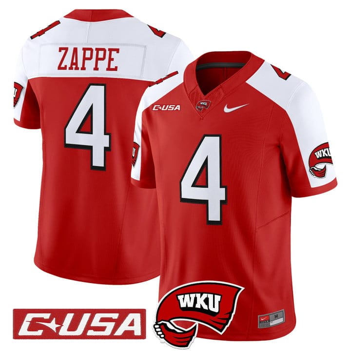 Bailey Zappe Jersey #4 Western Kentucky Hilltoppers 2025 Stitched - Image 4
