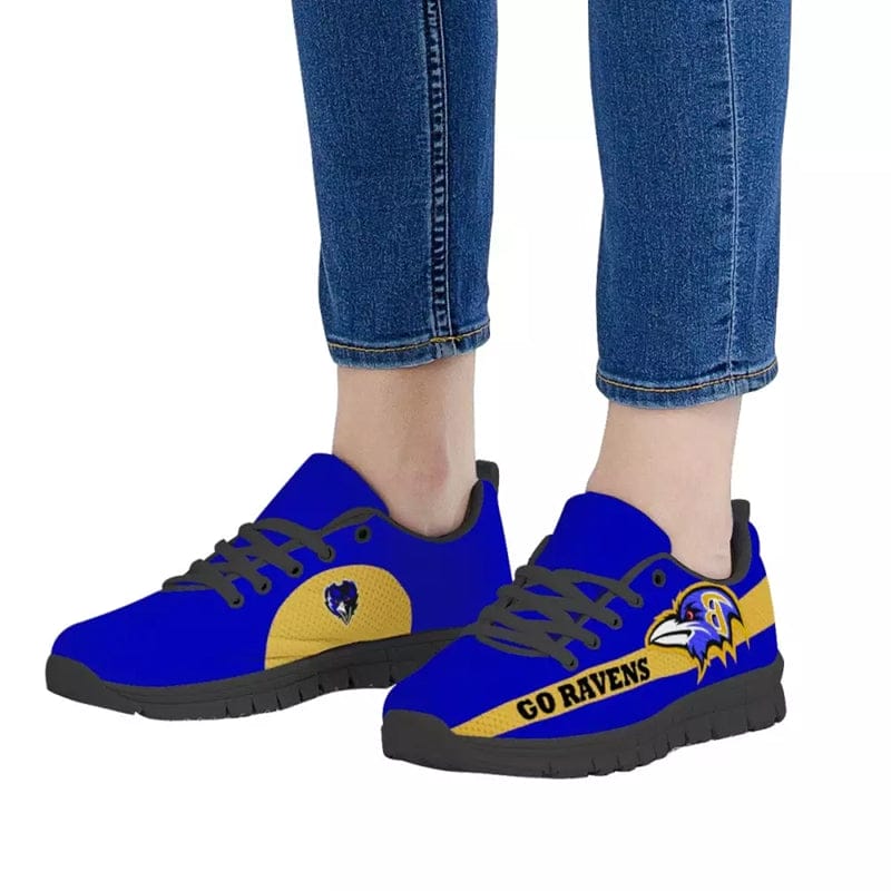 Baltimore Ravens Blue Yellow Slogan NLF Sneaker Shoes For Men Women Fans