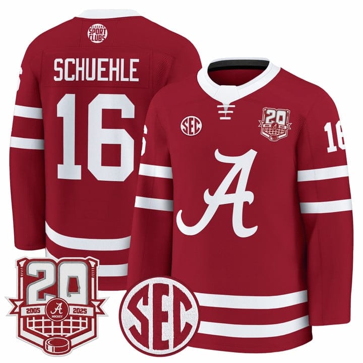 Baz Schuehle Jersey #16 Alabama Crimson Tide 2025-26 Premium 20th Anniversary Patch Stitched - Image 3