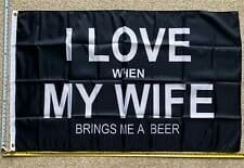 Beer Flag I Love My Wife Black Busch Bud Twisted Claw Sign Poster 3x5'