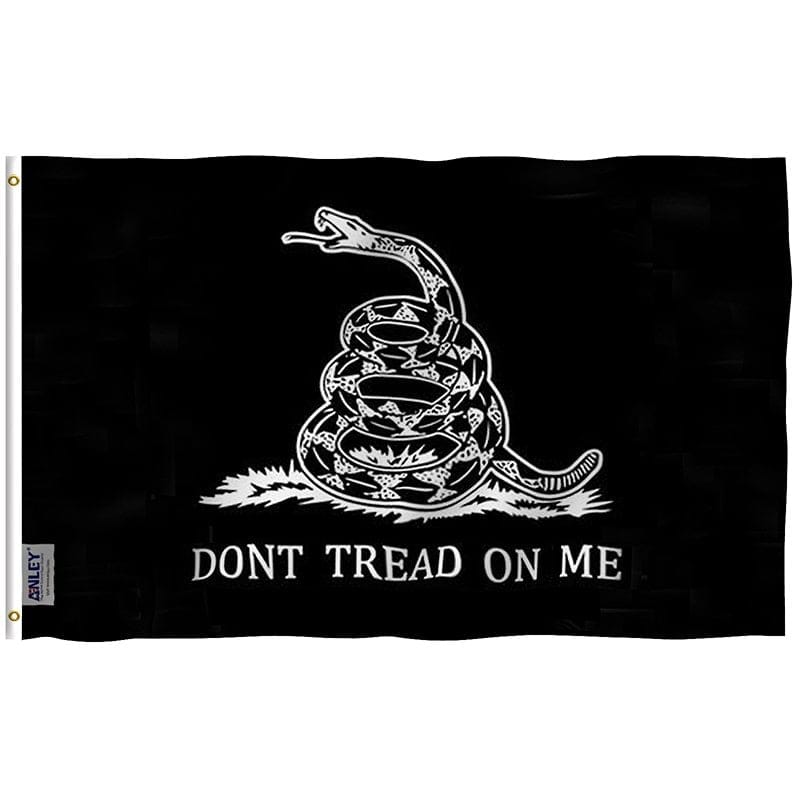 Black Don't Tread On Me Gadsden Flag - Tea Party Flag with Brass Grommets 3X5Ft Banner USA
