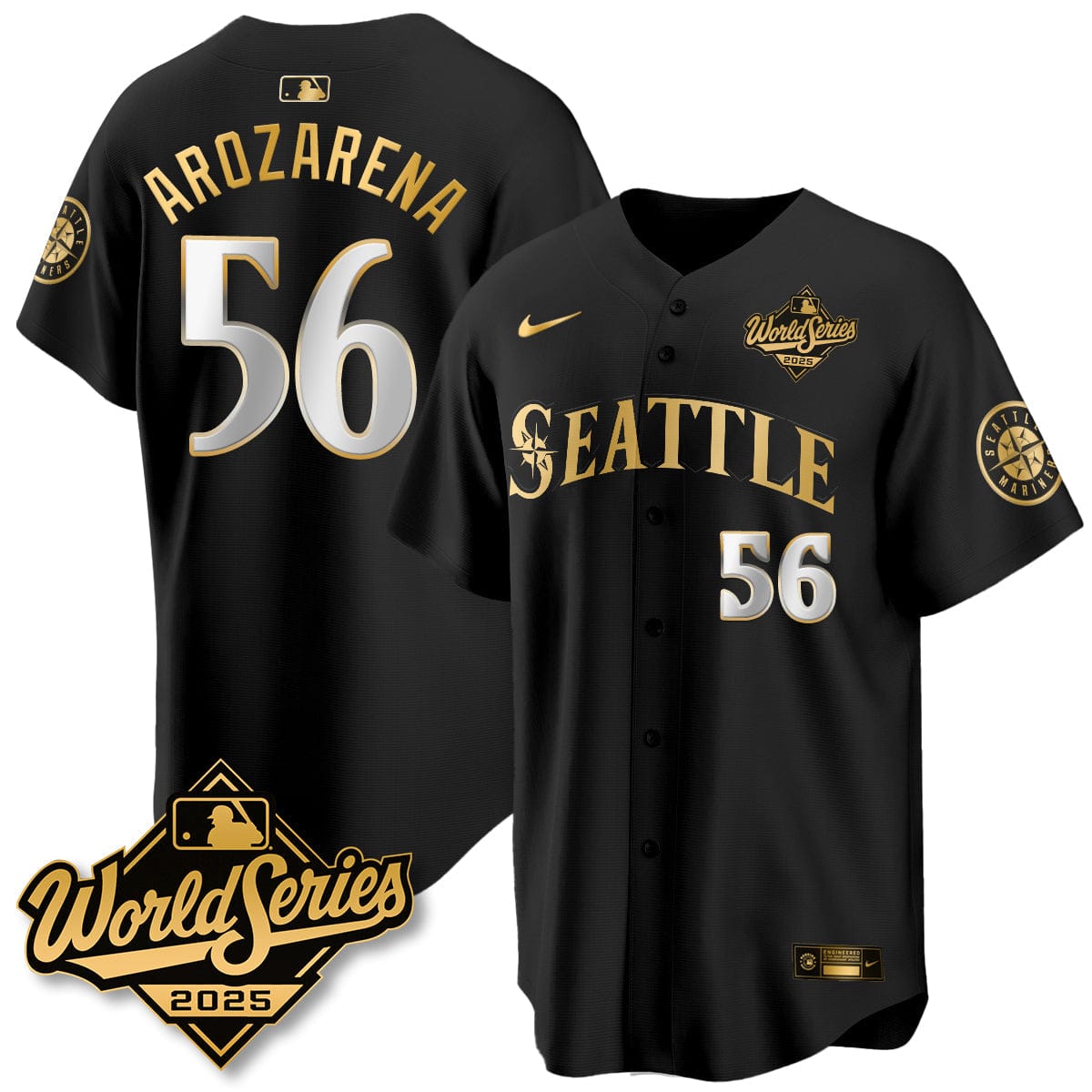 Seattle Mariners 2025 World Series Gold Jersey - All Stitched - Image 11