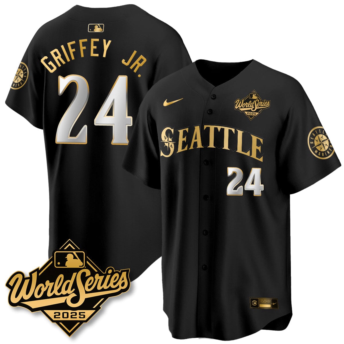 Seattle Mariners 2025 World Series Gold Jersey - All Stitched - Image 14