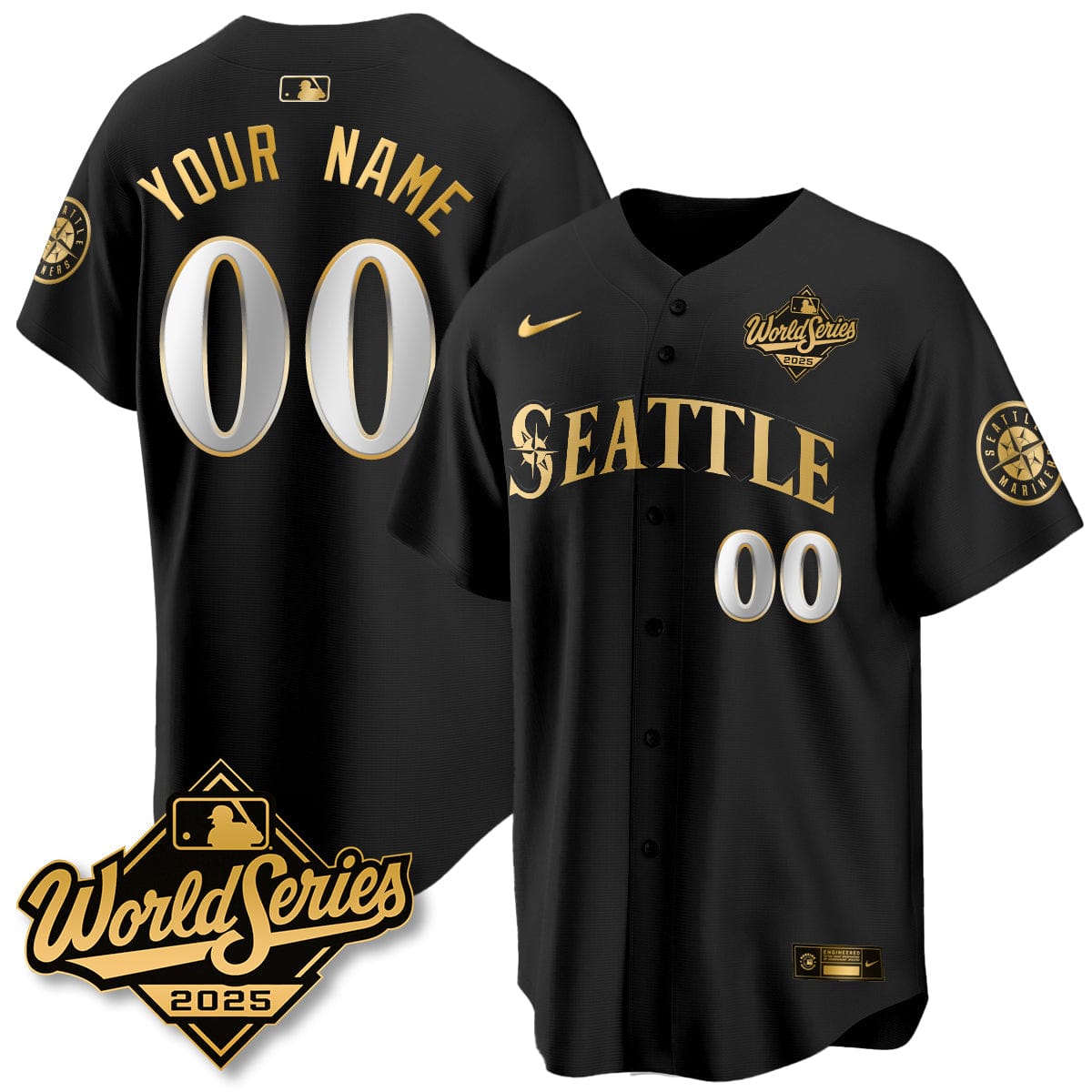 Seattle Mariners 2025 World Series Gold Jersey - All Stitched - Image 19