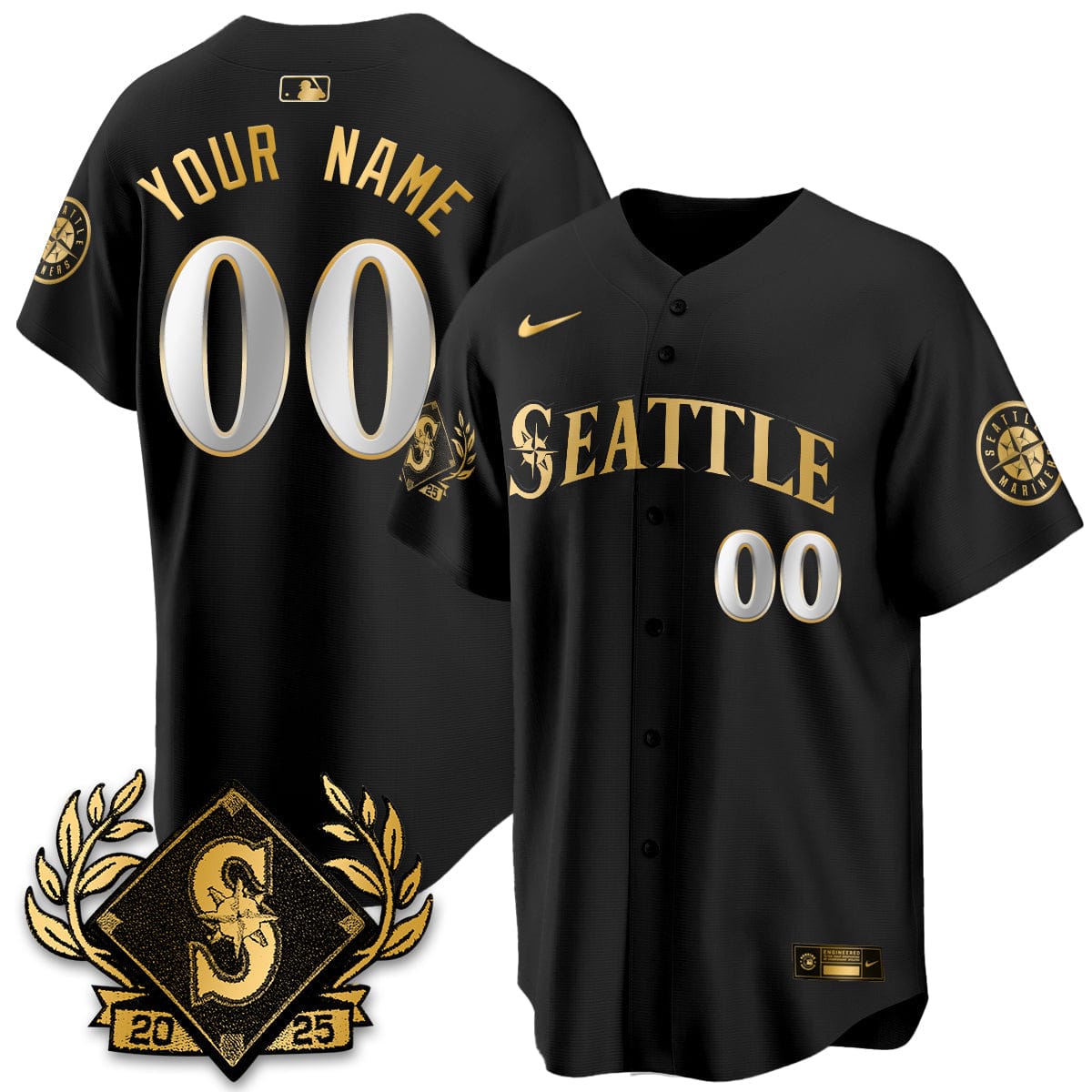 Seattle Mariners 2025 Series Gold Champions Custom Jersey - All Stitched - Image 2