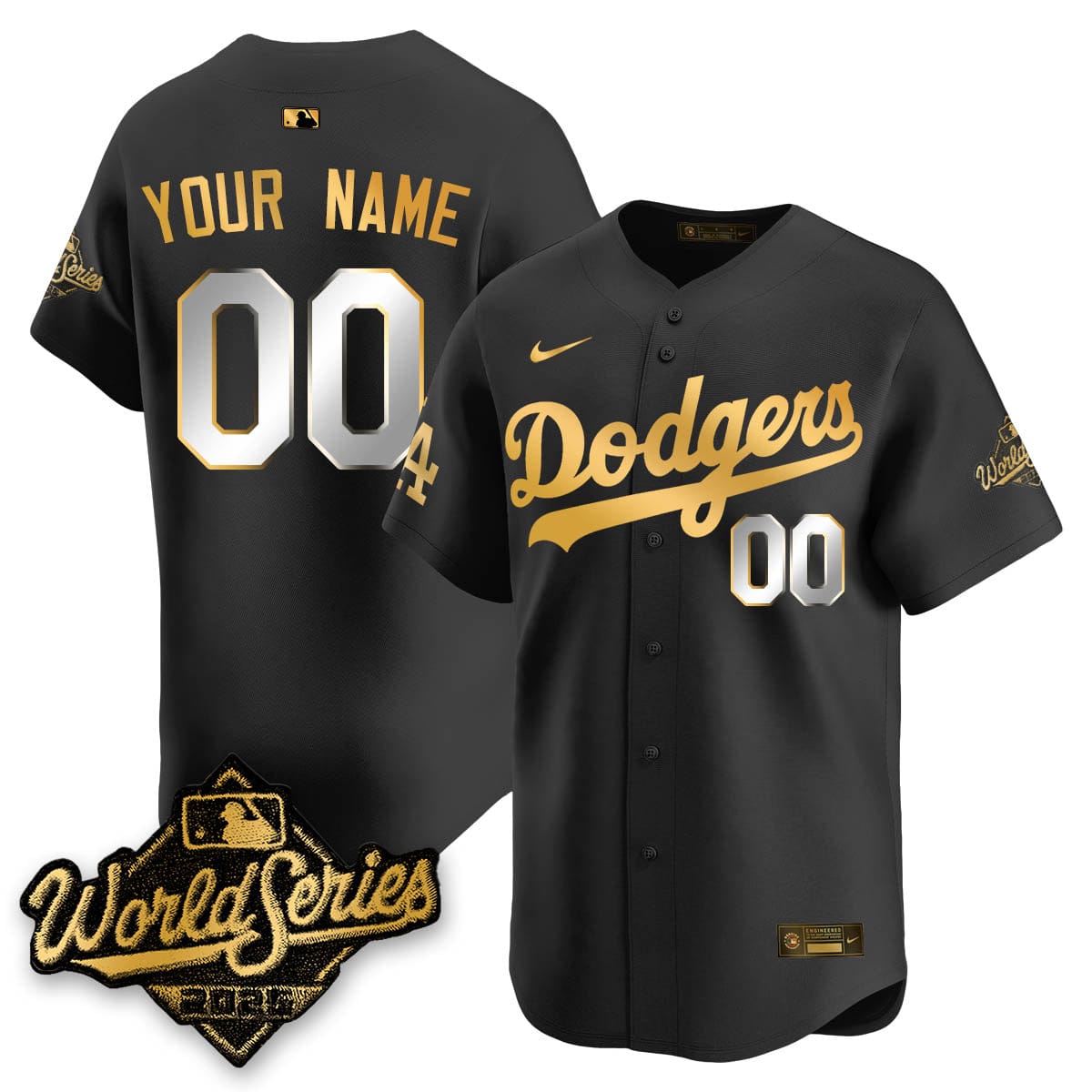 Los Angeles Dodgers 2025 World Series Gold Custom Jersey - All Stitched - Image 2