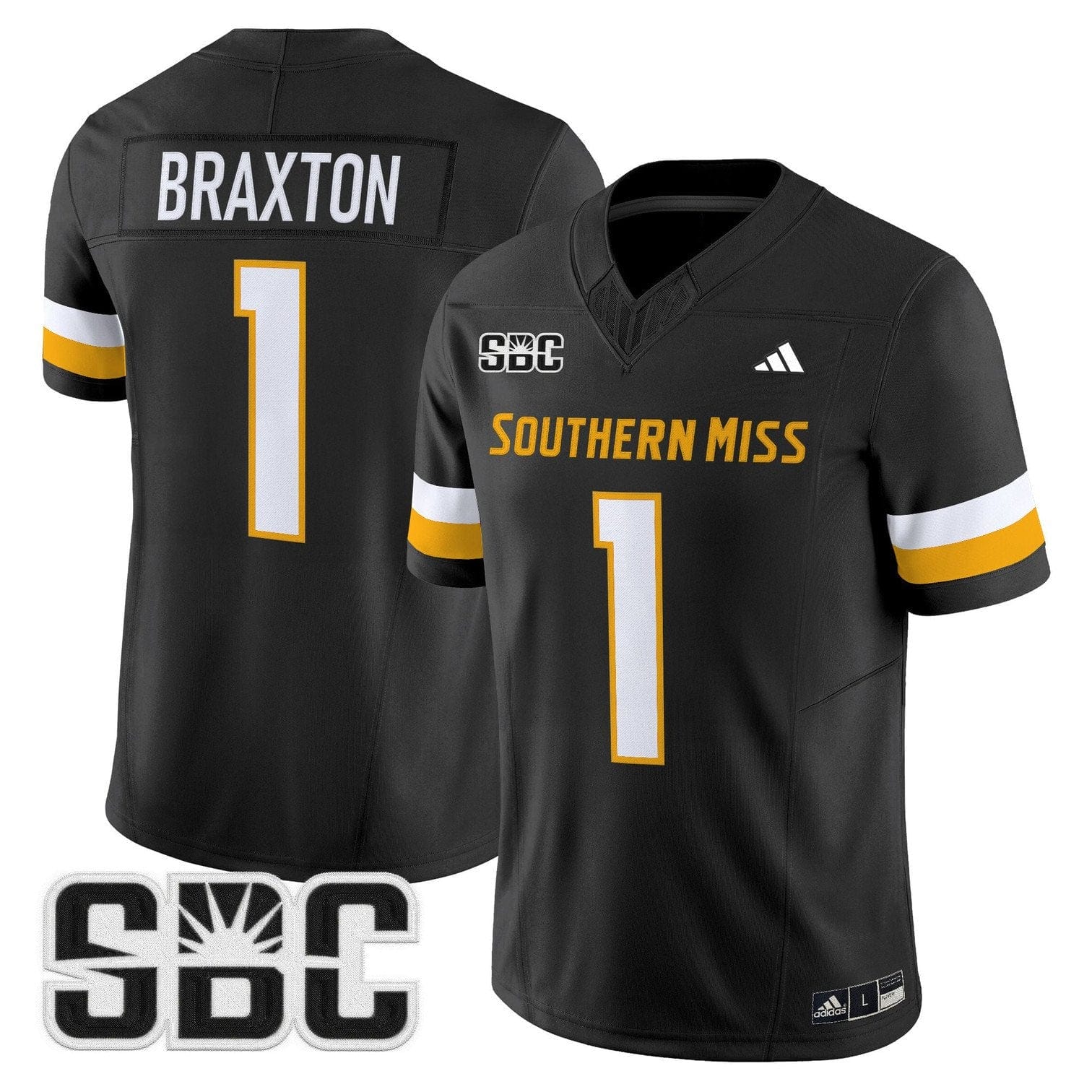 Alternative view of Braylon Braxton Jersey #1  Southern Miss Golden Eagles 2025 Vapor Limited Stitched