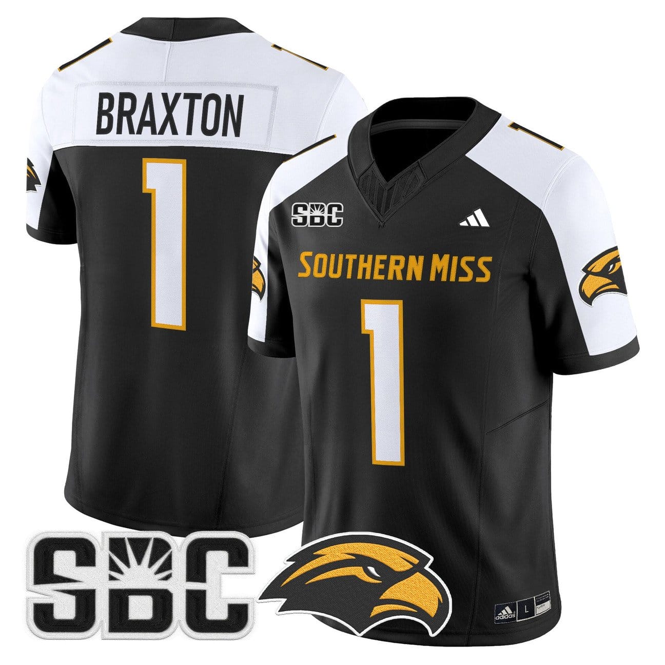 Braylon Braxton Jersey #1 Southern Miss Golden Eagles 2025 Vapor Limited Stitched