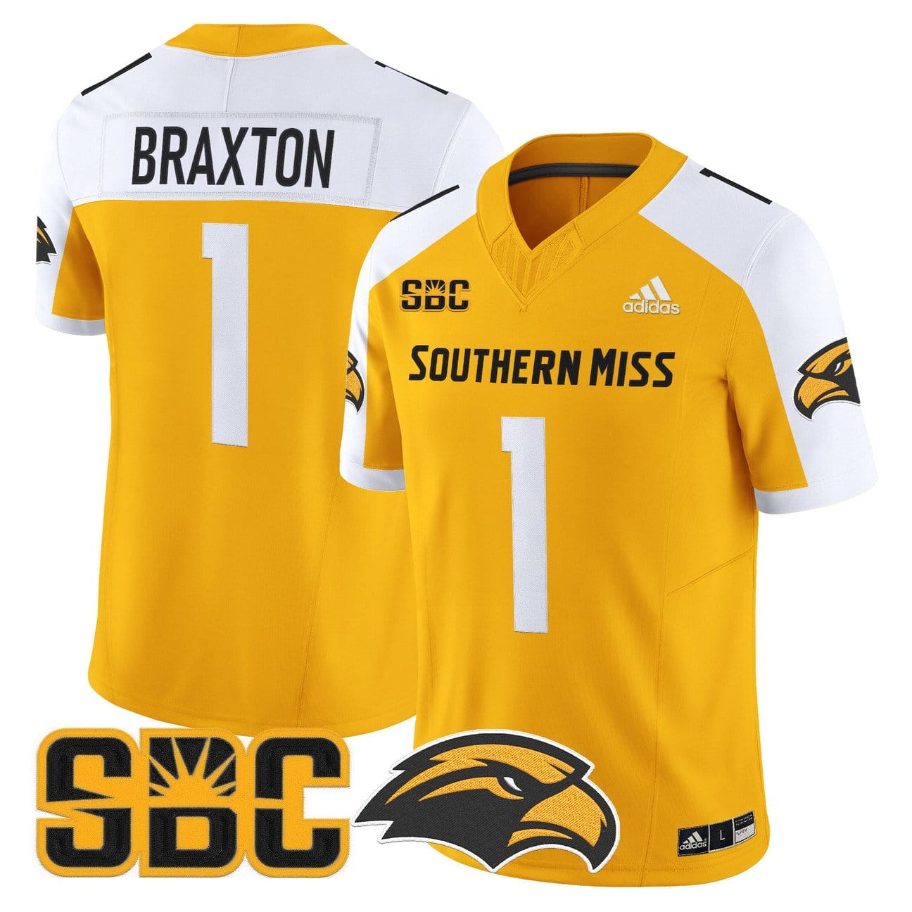 Braylon Braxton Jersey #1 Southern Miss Golden Eagles 2025 Vapor Limited Stitched - Image 3