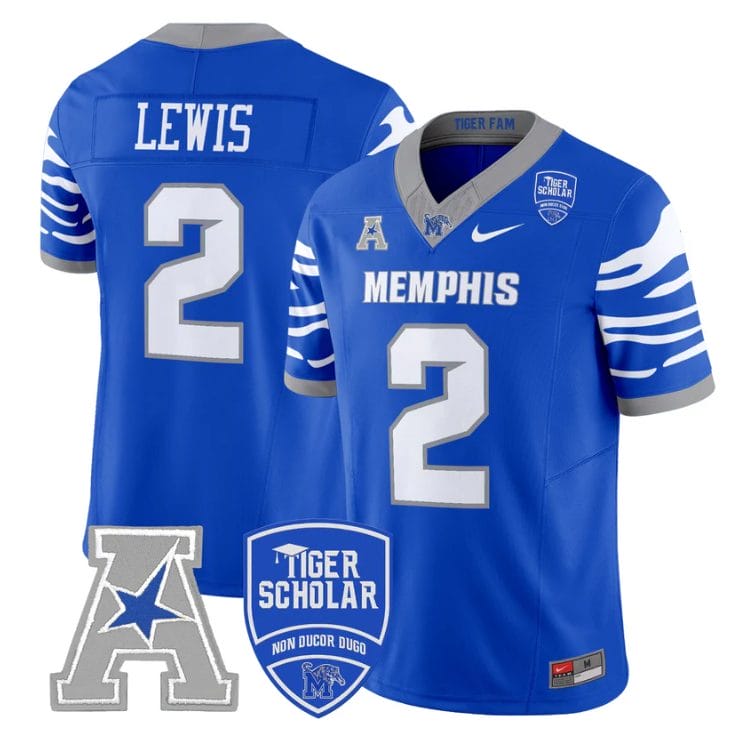 Brendon Lewis Jersey #2 Memphis Tigers 2025 Vapor Limited Stitched Royal