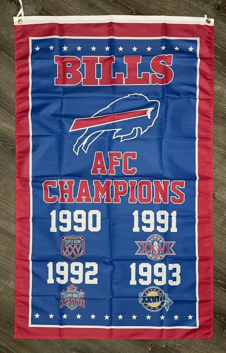 Buffalo Bills AFC Championship Flag 3x5 ft Blue Sports Banner Man-Cave Vertical