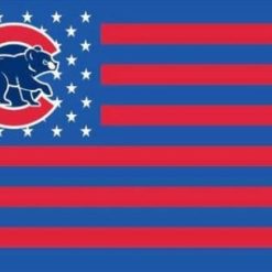 CChicago Cubs Flag with Star and Stripe Red Flag 3X5Ft Banner USA Polyester with Brass Grommets