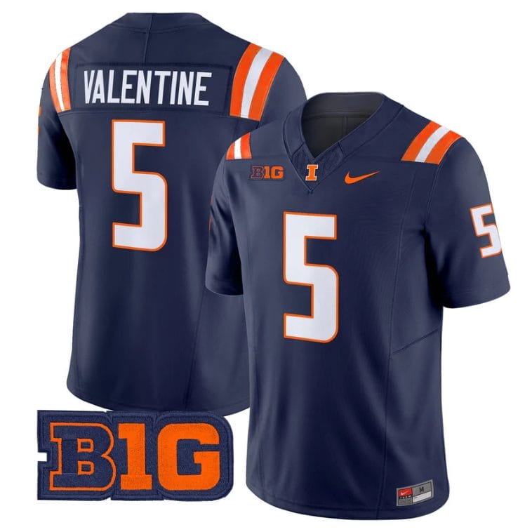 Ca'Lil Valentine Jersey #5 Illinois Fighting Illini 2025 Vapor Stitched - Image 3