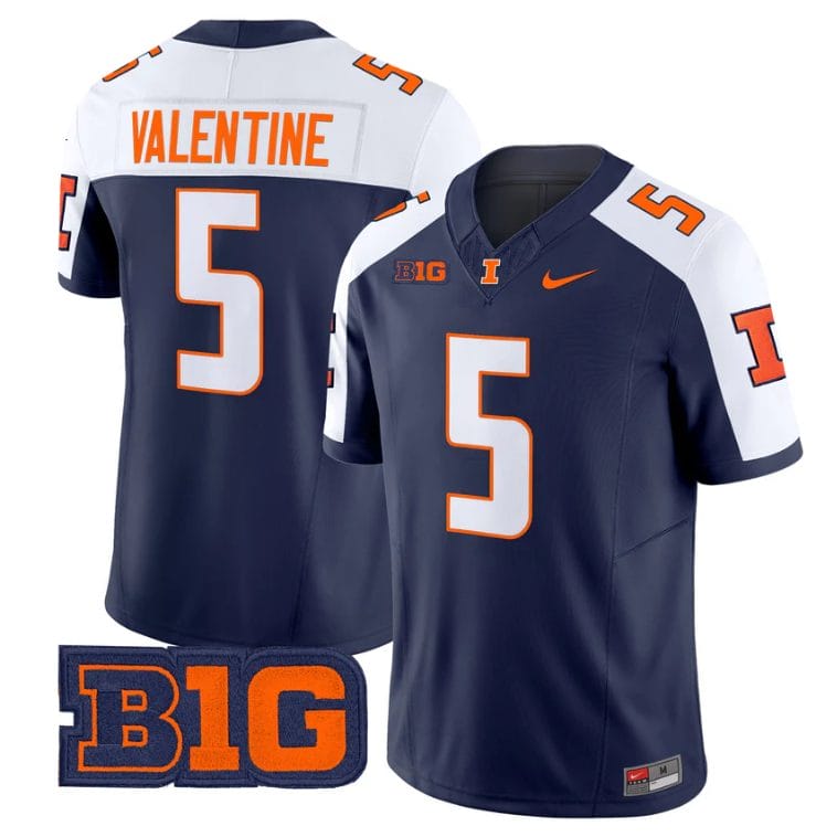 Ca'Lil Valentine Jersey #5 Illinois Fighting Illini 2025 Vapor Stitched - Image 2