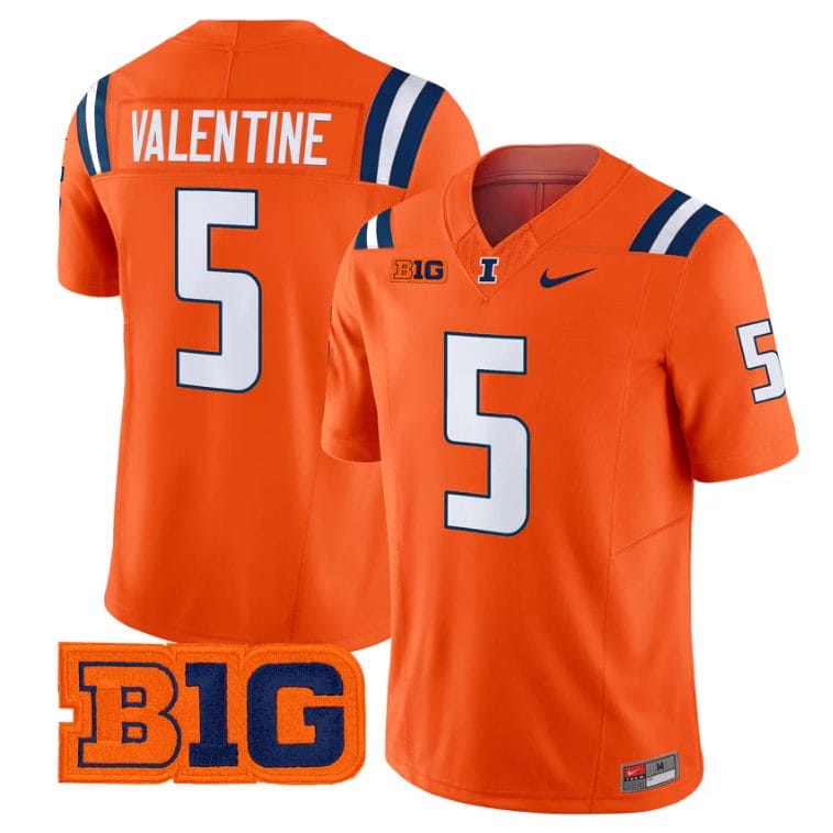 Ca'Lil Valentine Jersey #5 Illinois Fighting Illini 2025 Vapor Stitched - Image 5