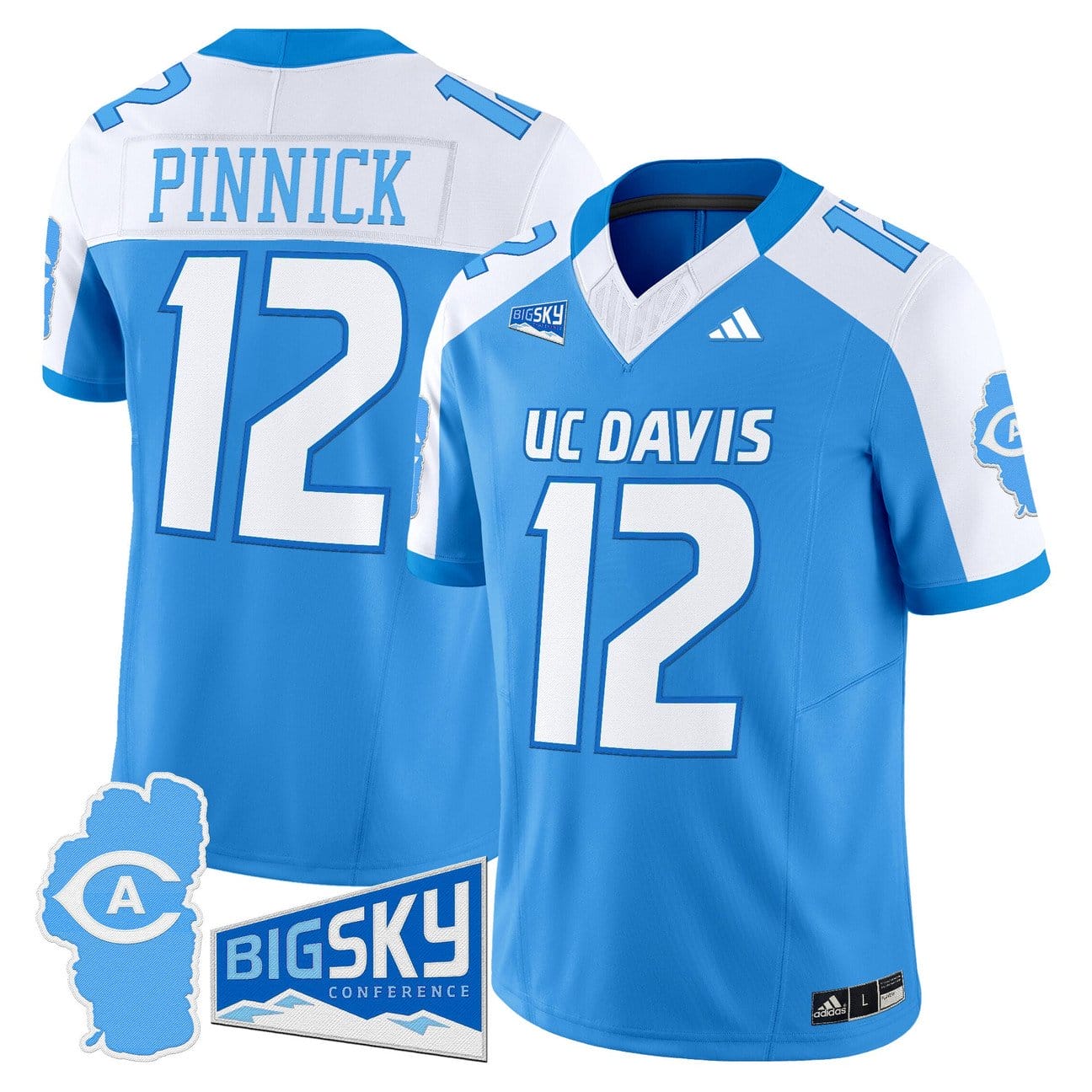 Alternative view of Caden Pinnick Jersey #12 UC Davis Aggies 2025 Lake Tahoe Patch Stitched