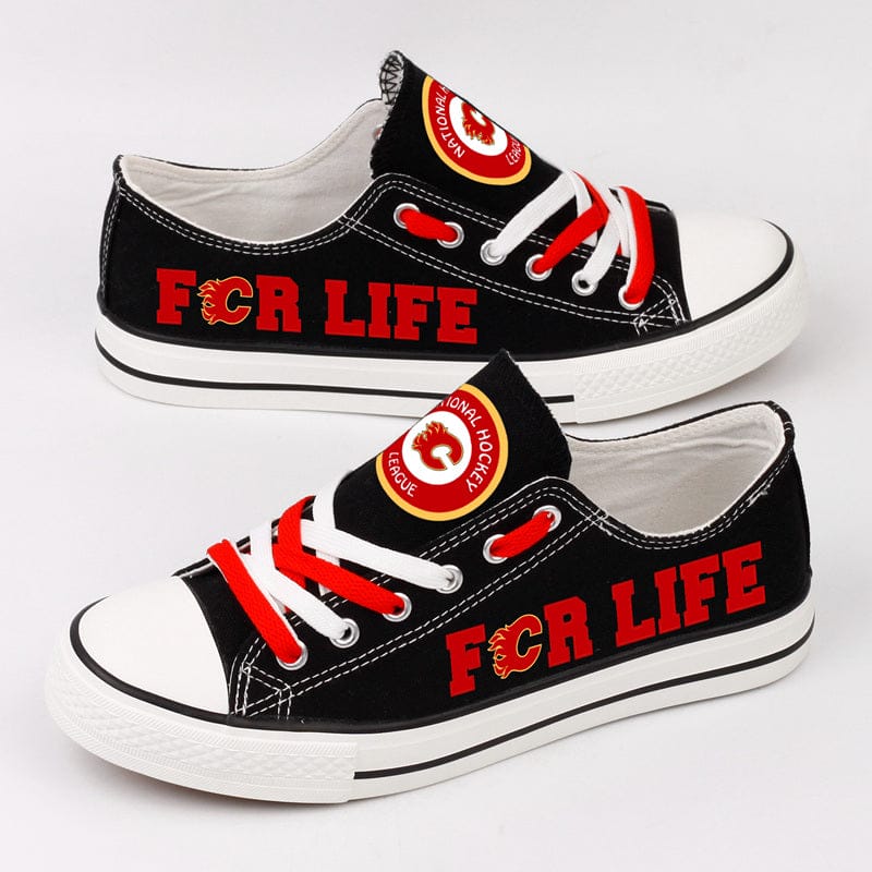 Alternative view of Calgary Flames Low Top Canvas Sport Sneakers Shoes For Men Women Fans