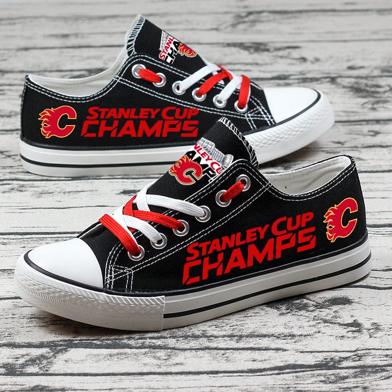 Calgary Flames Low Top Canvas Sport Sneakers Shoes For Men Women Fans - Image 4