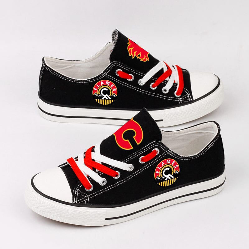Calgary Flames Low Top Canvas Sport Sneakers Shoes For Men Women Fans - Image 4