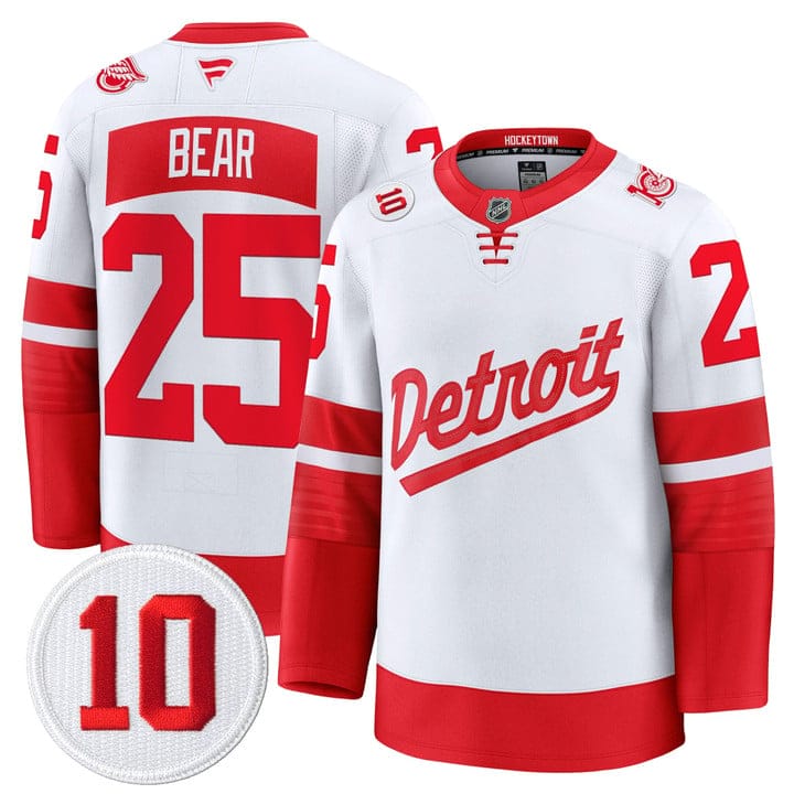 Carter Bear Jersey #25 Detroit Red Wings #10 Alex Delvecchio Honoring Stitched - Image 4
