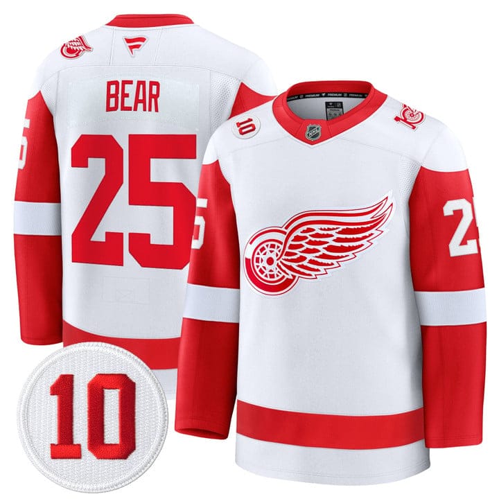 Carter Bear Jersey #25 Detroit Red Wings #10 Alex Delvecchio Honoring Stitched - Image 2