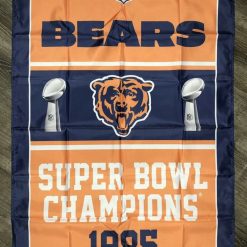 Chicago Bears Super Bowl Championship Flag 3x5 ft Vertical Banner Man-Cave