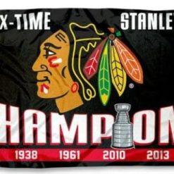 Chicago Blackhawks 6 Time Champs Flag 3X5Ft Polyester Digital Print Banner USA