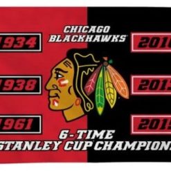 Chicago Blackhawks 6x Stanley Cups Champs Flag 3X5Ft Polyester Digital Print Banner USA