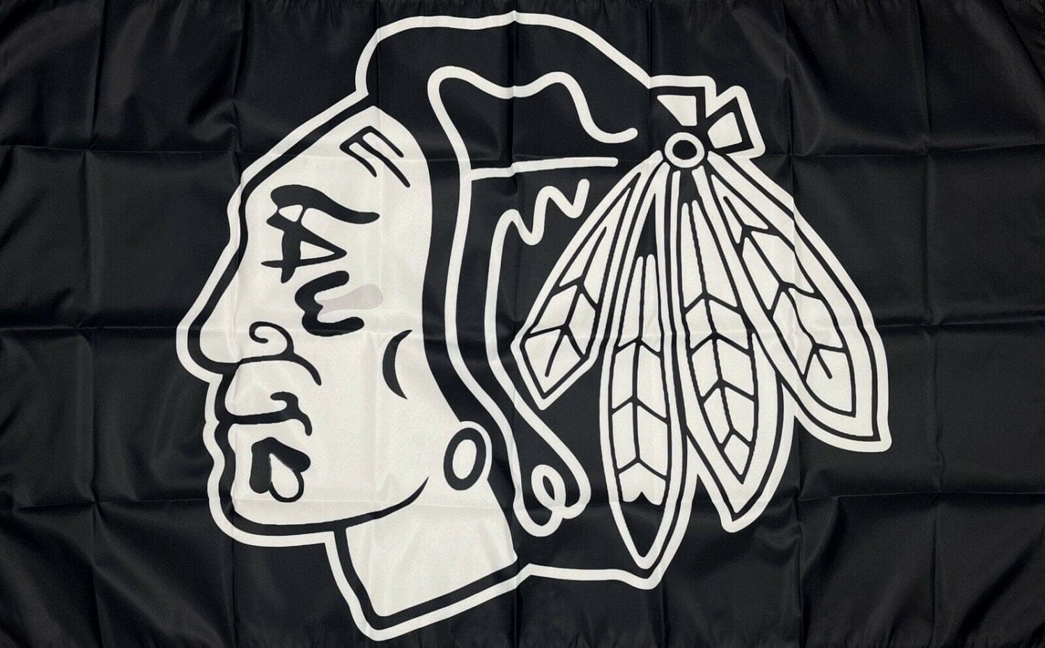 Chicago Blackhawks Logo Flag 3x5 ft Hockey Sports Black Banner Man-Cave