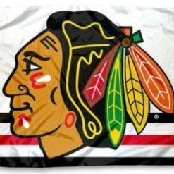 Chicago Blackhawks White Flag 3X5Ft Polyester Digital Print Banner USA