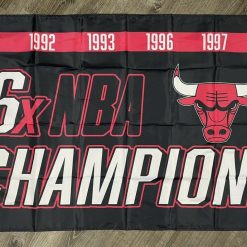 Chicago Bulls Championship Flag 3x5 Sports Black Banner Man-Cave Garage