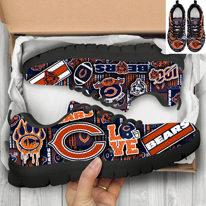 Chicago Bears Black Orange Limited NLF Sneaker Shoes - Image 6