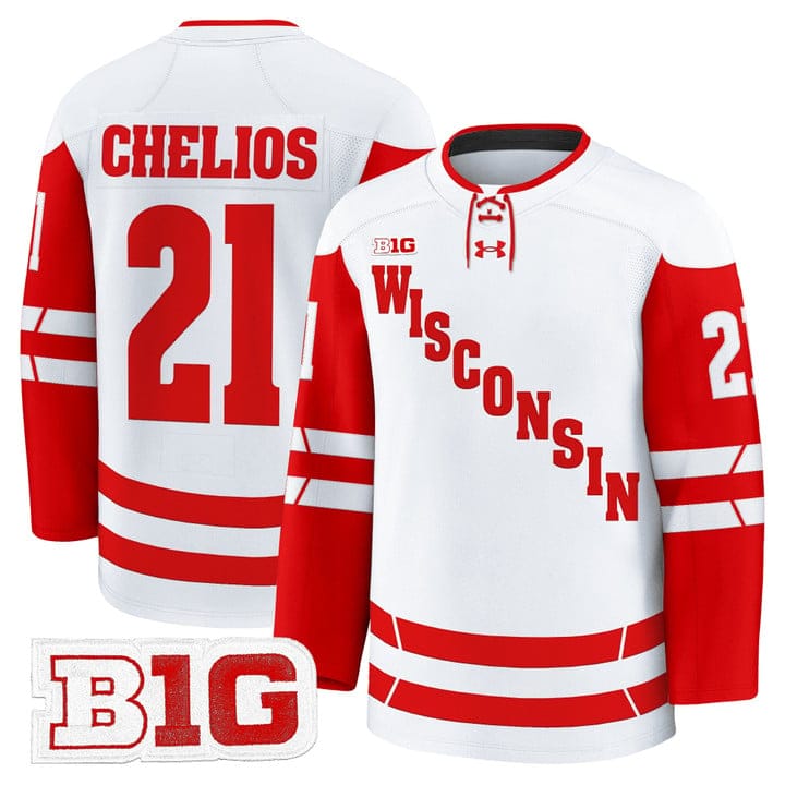 Alternative view of Chris Chelios Jersey #21 Wisconsin Badgers 2025-26 Premium Stitched