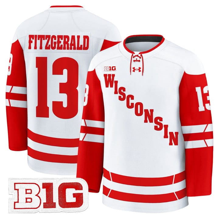 Alternative view of Christian Fitzgerald Jersey #13 Wisconsin Badgers 2025-26 Premium Stitched