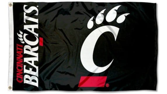 Cincinnati Bearcats Black Flag 3X5 Banner USA Polyester with 2 Brass Grommets