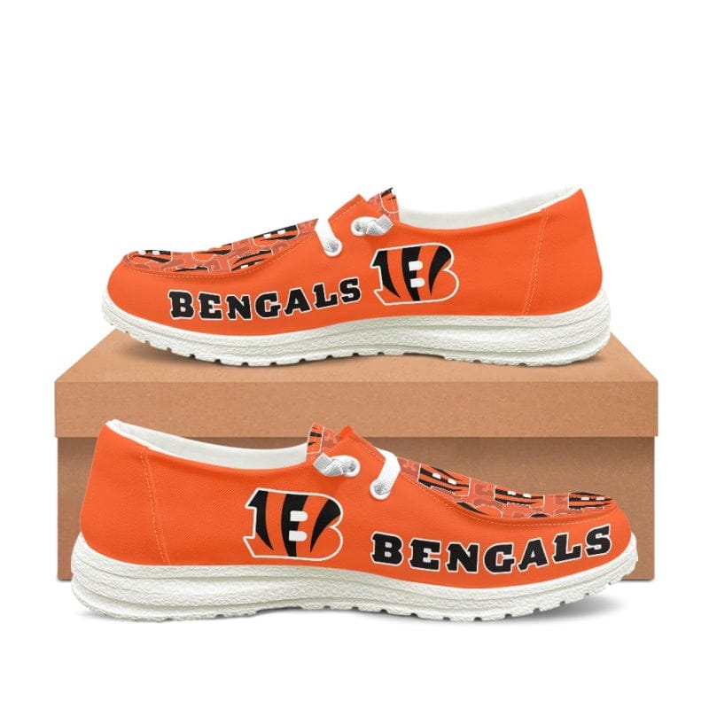 Cincinnati Bengals Orange Team Name Logo Canvas Sneaker Shoes For Men Women Fans