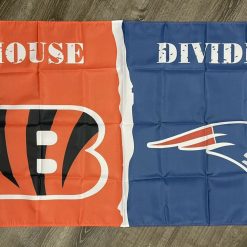 Cincinnati Bengals vs New England Patriots House Divided Flag 3x5 ft Banner