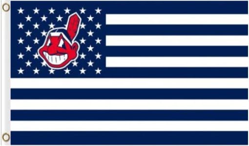 Cleveland Indians USA American flag 3X5Ft Banner USA Polyester with Brass Grommets