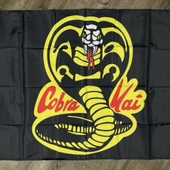 Cobra Kai Strike First Karate Kid Flag 3x5 Black Movie Banner Man-Cave Garage