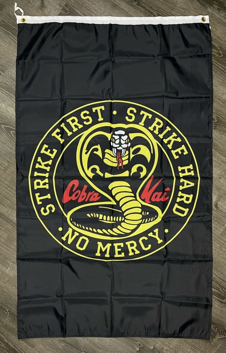 Cobra Kai Strike First Karate Kid Flag 3x5 ft Vertical Movie Banner Man-Cave Vertical