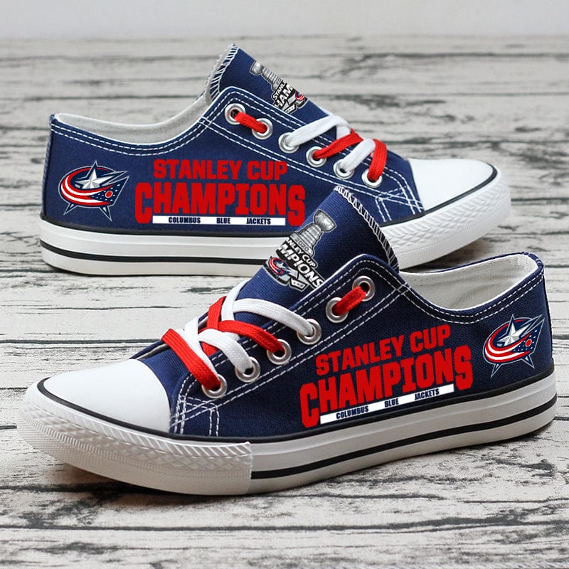 Columbus Blue Jackets Low Top Canvas Sport Sneakers Shoes For Men Women Fans