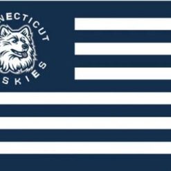 Connecticut Huskies Stripes US Flag 3X5ft Banner Polyester with 2 Brass Grommets