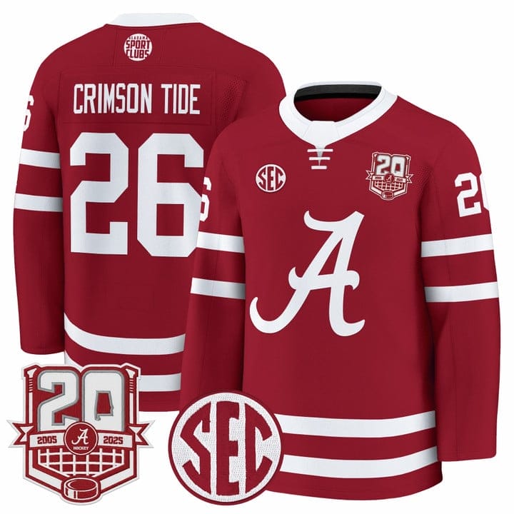Alternative view of Crimson Tide Jersey #26  Alabama Crimson Tide 2025-26 Premium 20th Anniversary Patch Stitched