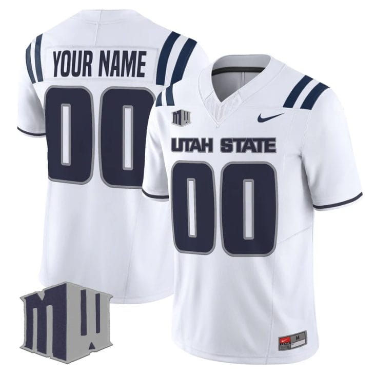 Custom Utah State Aggies Jersey Name, Number 2025 Vapor Limited Stitched White