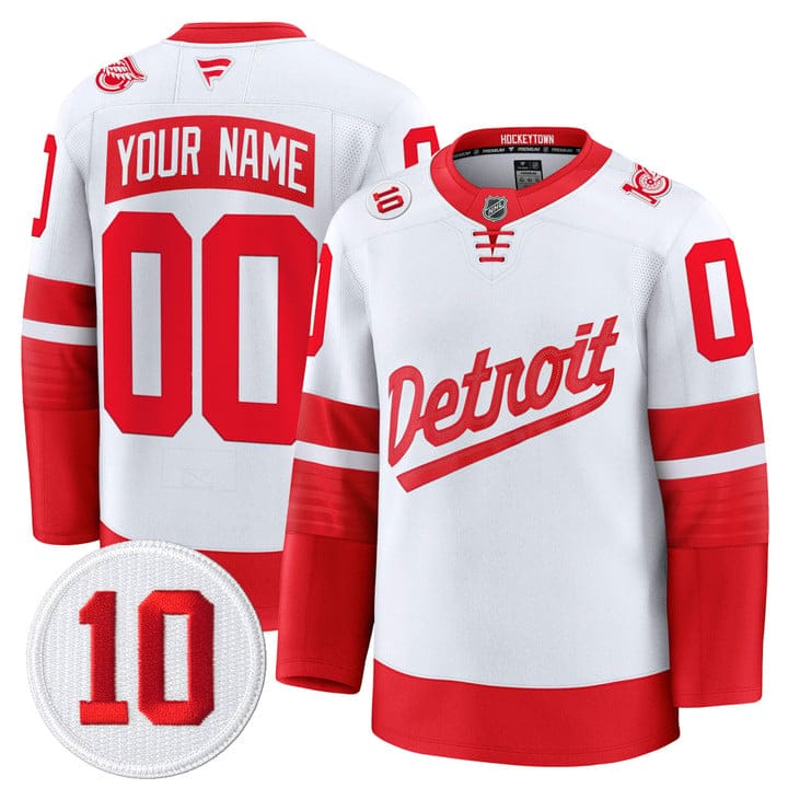 Custom Detroit Red Wings Jersey Name, Number #10 Alex Delvecchio Honoring Stitched - Image 4