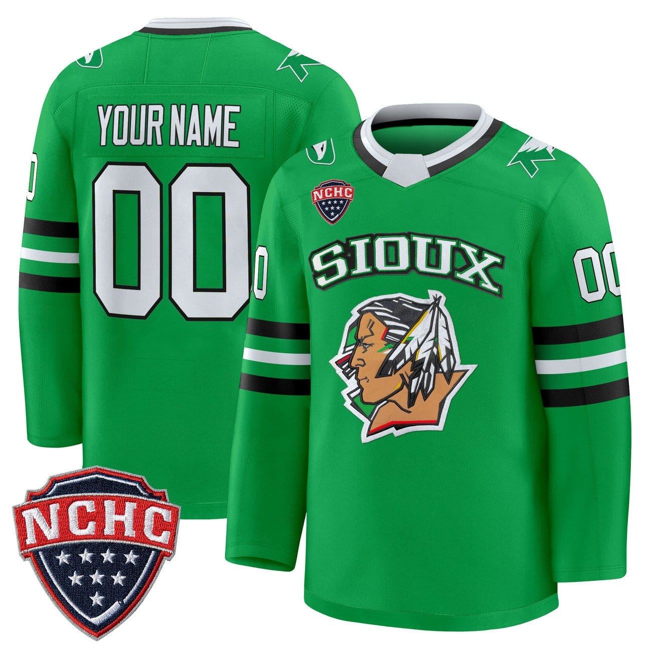 Alternative view of Custom North Dakota Fighting Hawks Jersey 2025-26 Premium Stitched