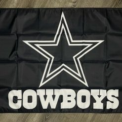 Dallas Cowboys Logo Flag 3x5 ft Sports Black Banner Man-Cave Garage