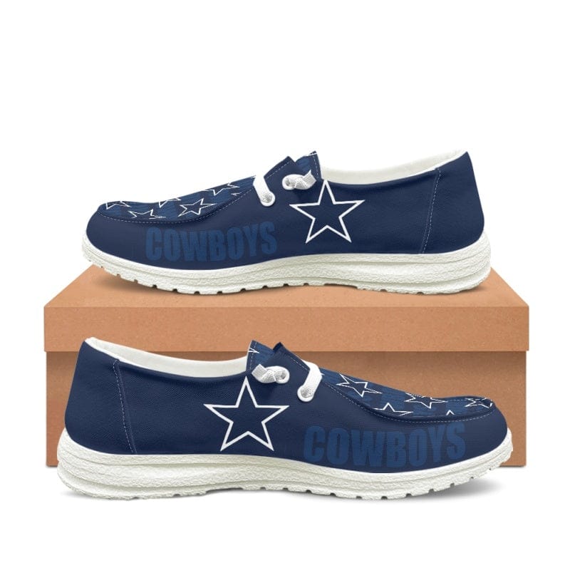 Dallas Cowboys Navy Team Name Logo Canvas Sneaker Shoes For Men Women Fans